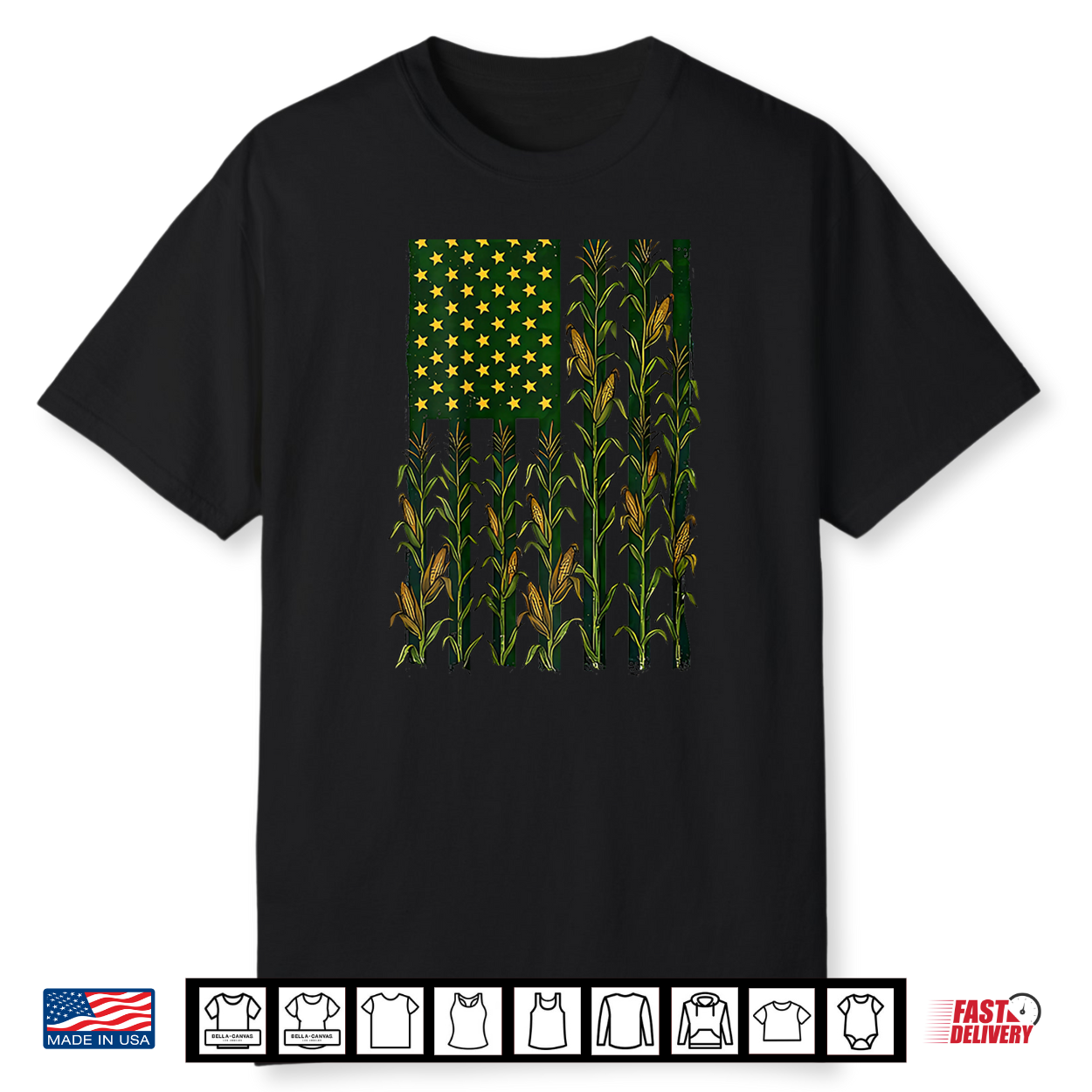 American Flag Corn Field Farmer Patriotic Shirt