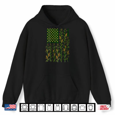 Hoodie American Flag Corn Field Farmer Patriotic Shirt