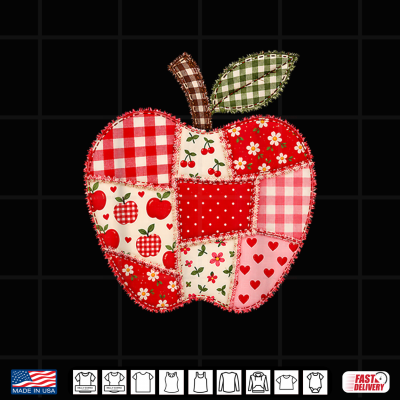 Design Patchwork Preppy Apples Back To School Student Shirt