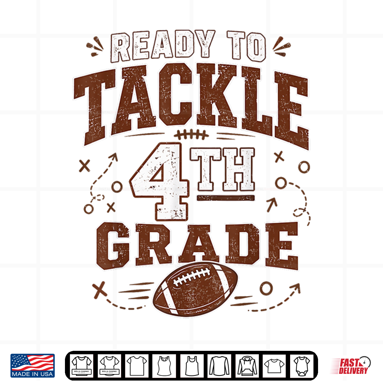 Ready To Tackle 4Th Grade Football Student Back To School Shirt