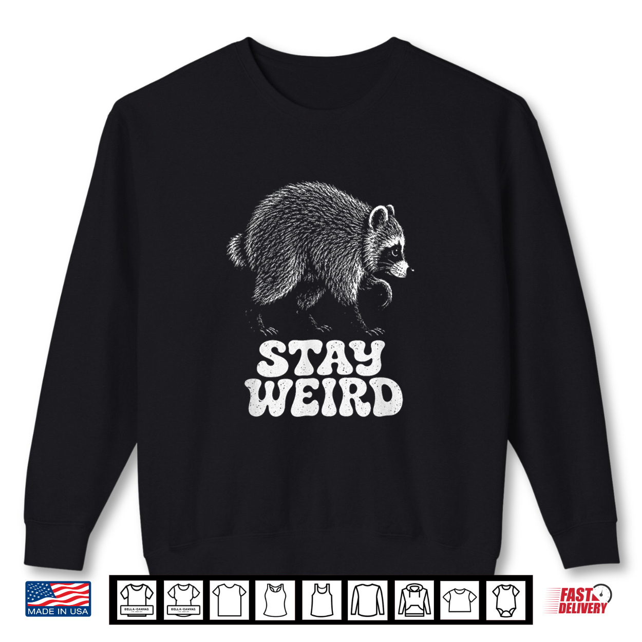 Stay Weird Raccoon Vintage Wildlife Lover Woodland Shirt