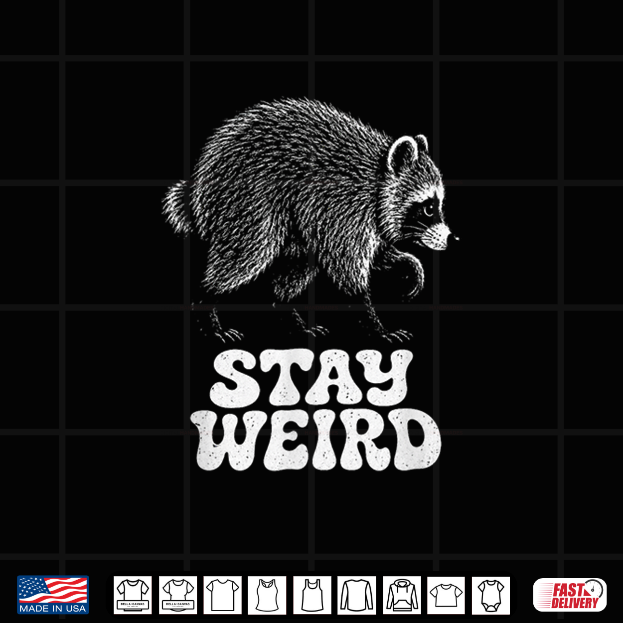 Stay Weird Raccoon Vintage Wildlife Lover Woodland Shirt