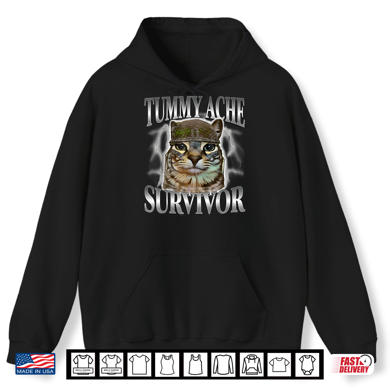 Tummy Ache Survivor Cat Meme Humor Shirt