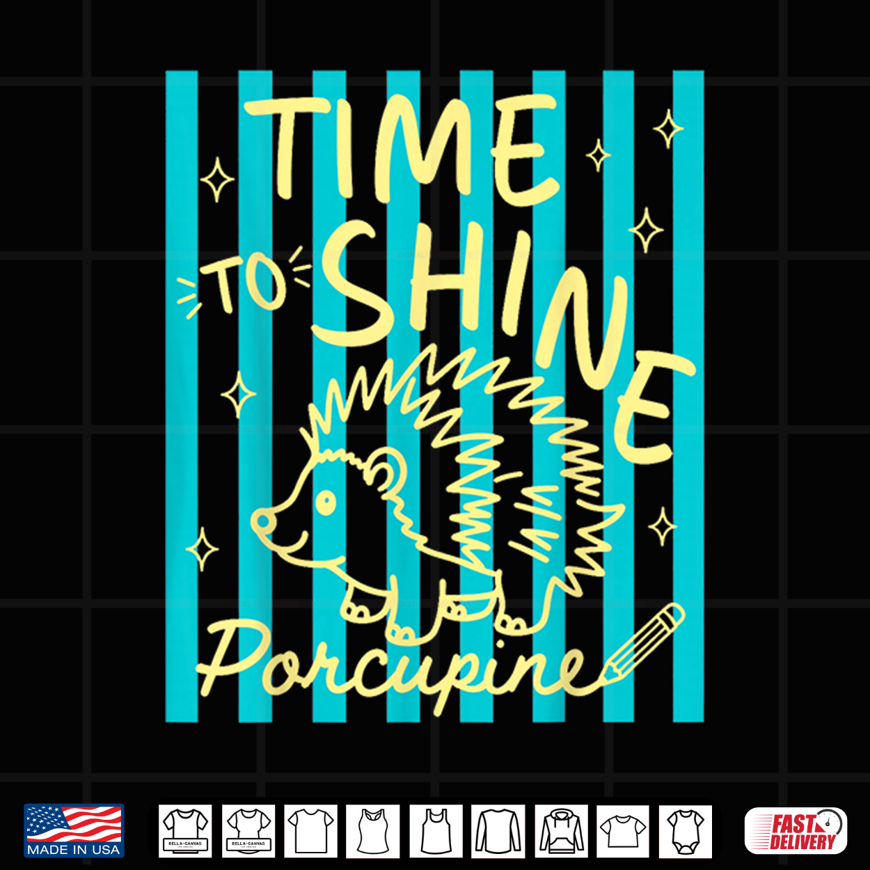 Time To Shine Porcupine Cute Student Teacher Back To School Shirt