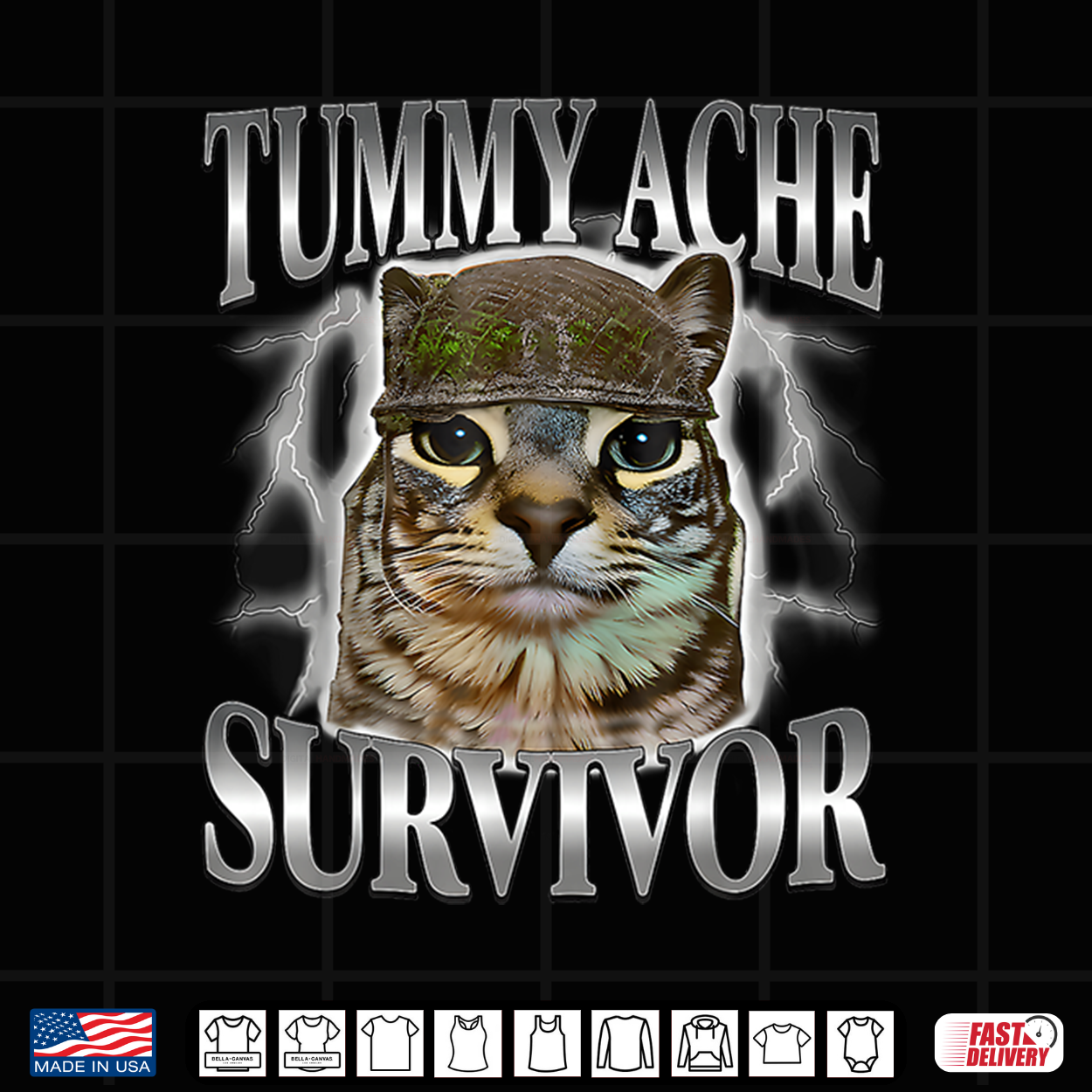 Tummy Ache Survivor Cat Meme Humor Shirt