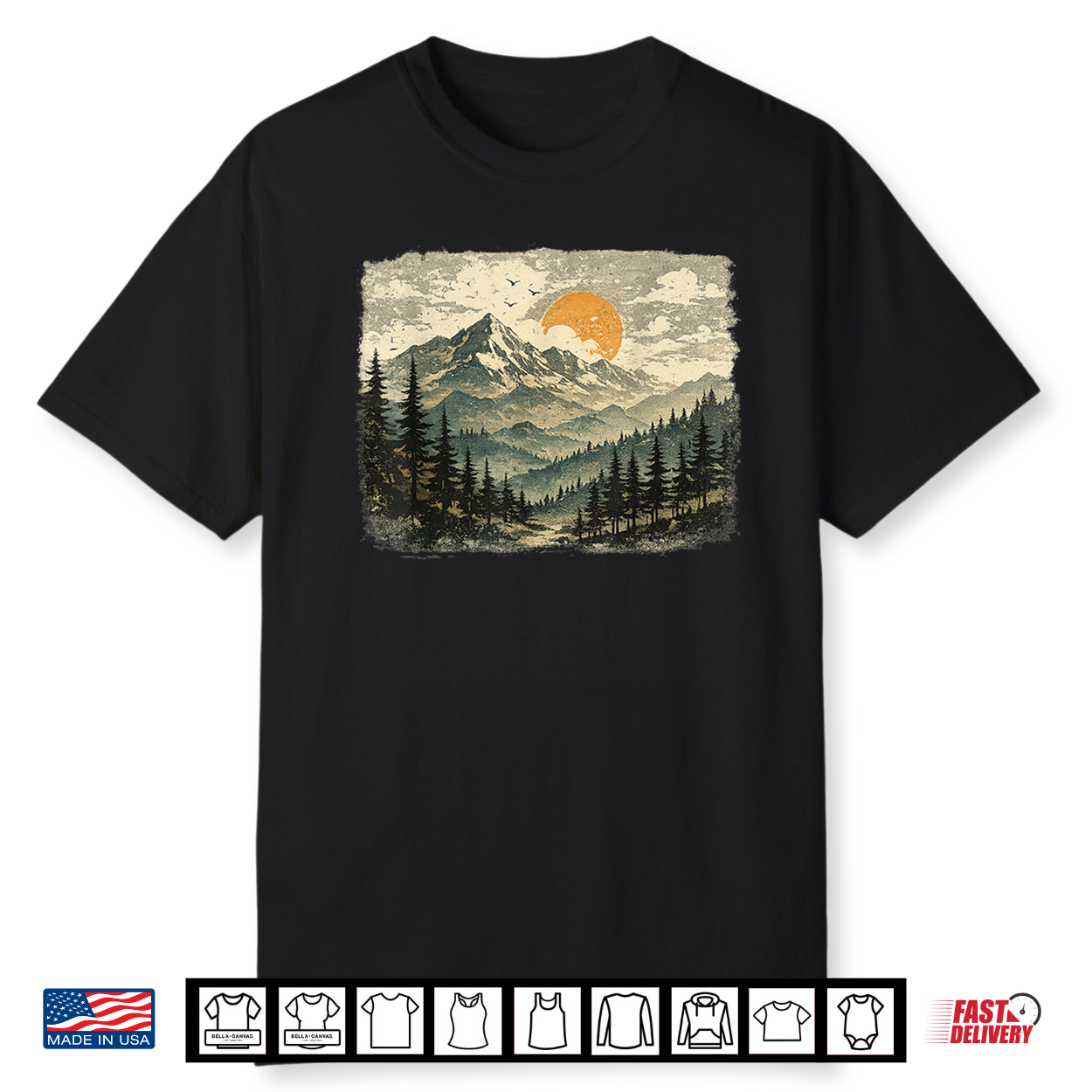 Vintage Mountain Landscape Distressed Wilderness Nature Shirt
