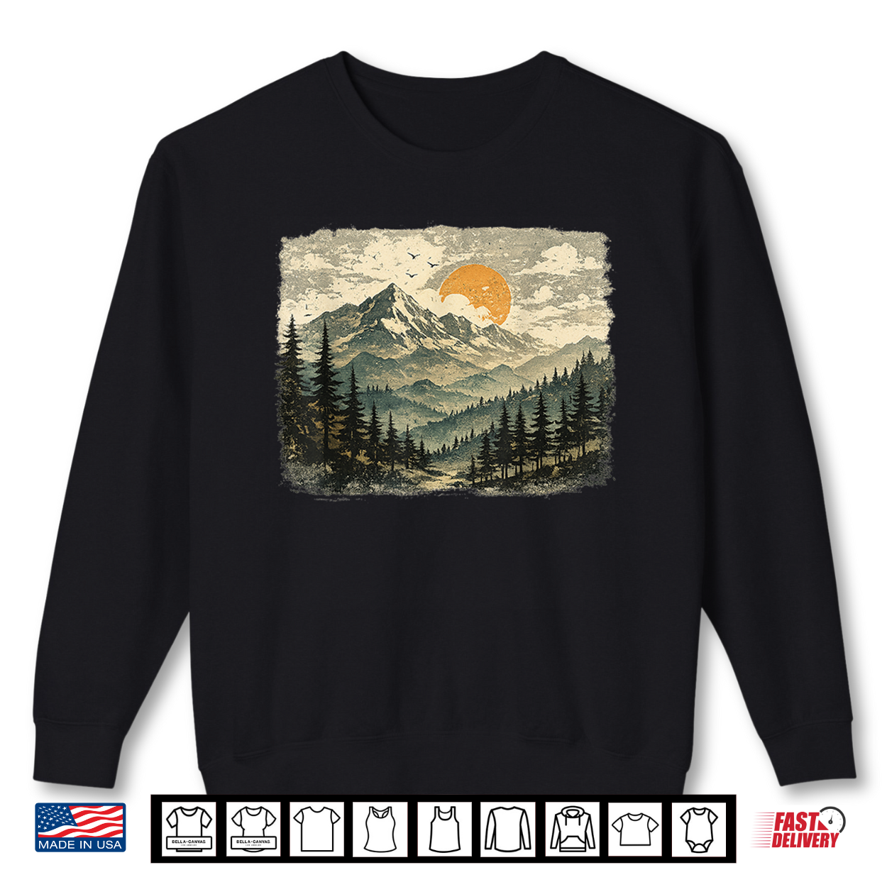 Vintage Mountain Landscape Distressed Wilderness Nature Shirt