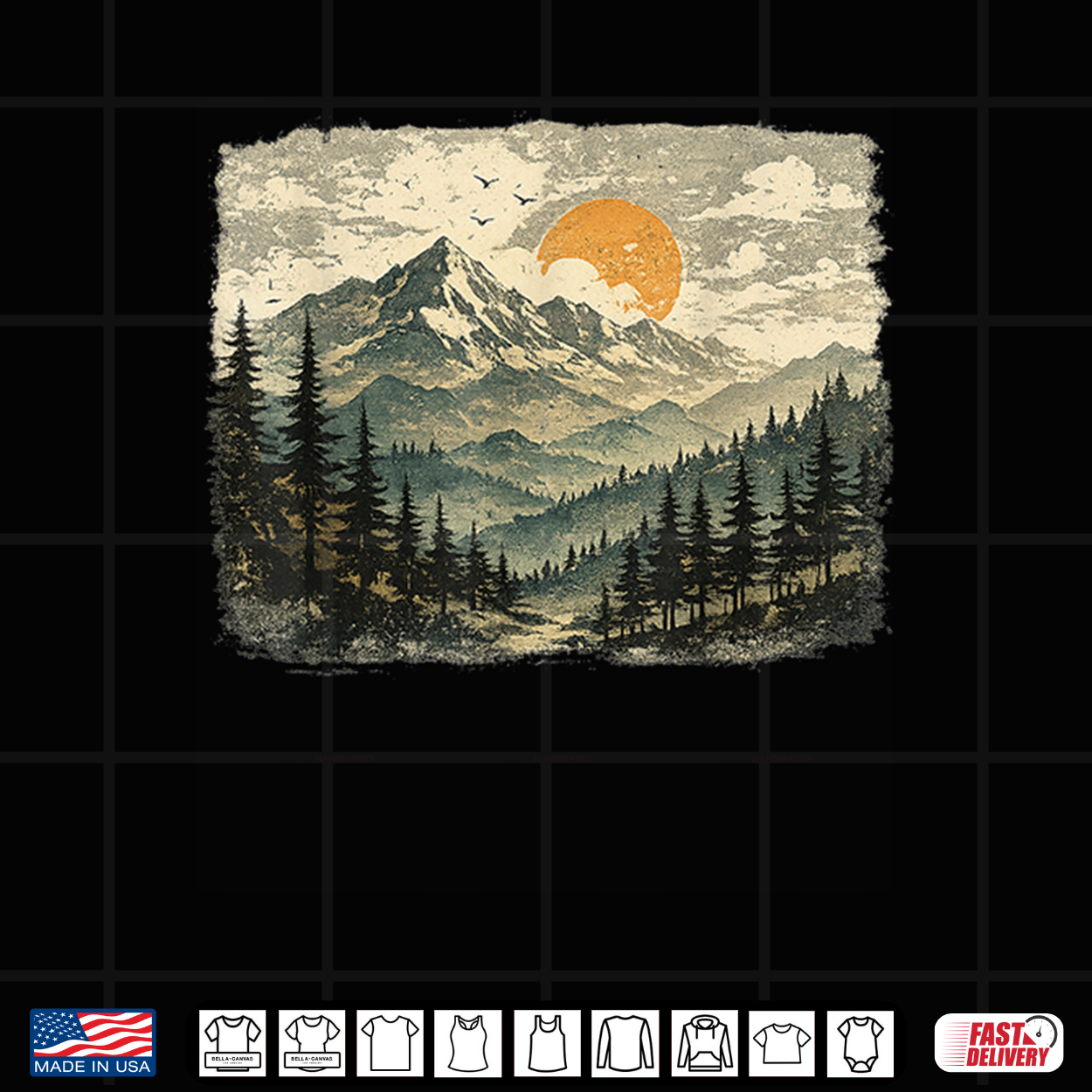 Vintage Mountain Landscape Distressed Wilderness Nature Shirt