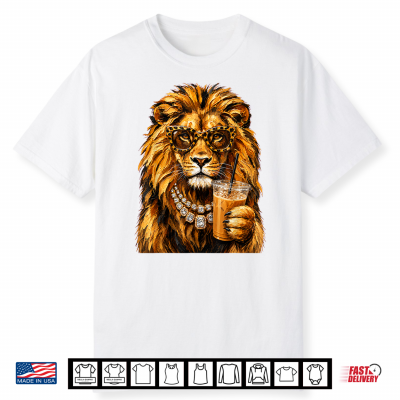 Boujee Lion Glam Iced Coffee Glamorous Animal Lover Shirt