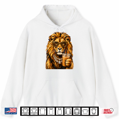Hoodie Boujee Lion Glam Iced Coffee Glamorous Animal Lover Shirt