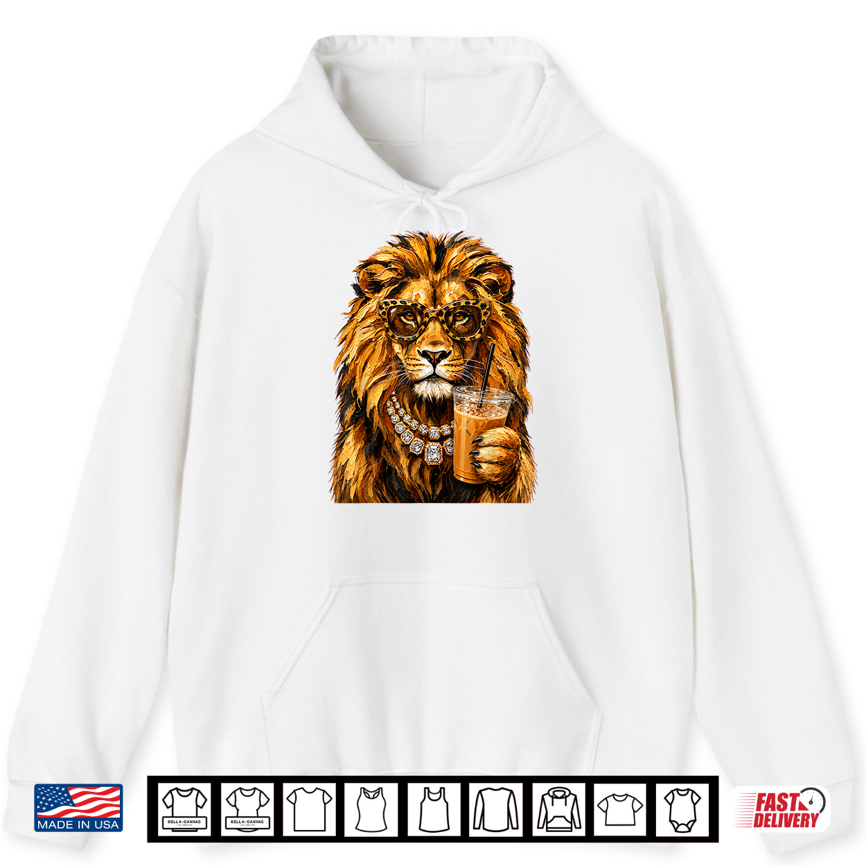 Boujee Lion Glam Iced Coffee Glamorous Animal Lover Shirt