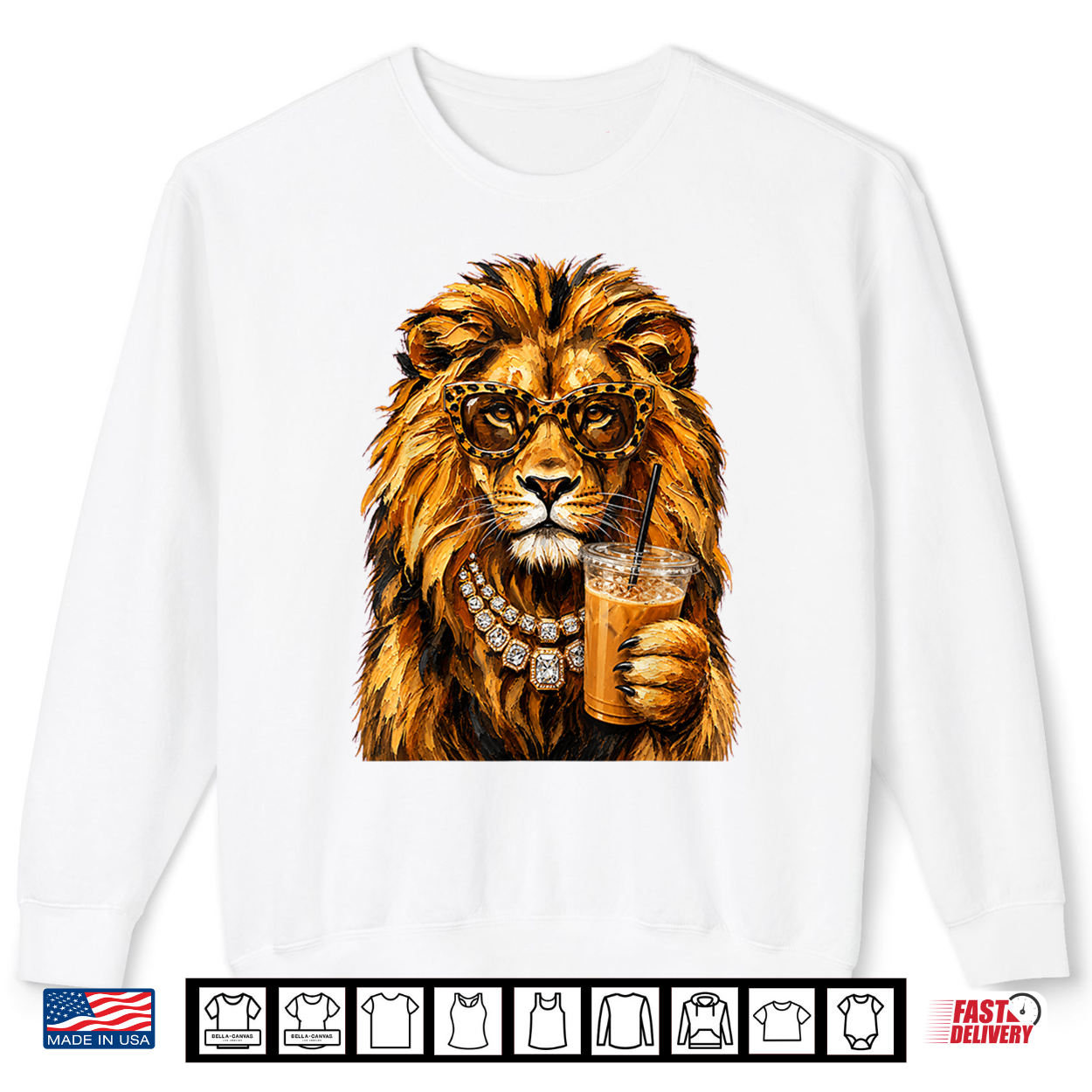 Boujee Lion Glam Iced Coffee Glamorous Animal Lover Shirt