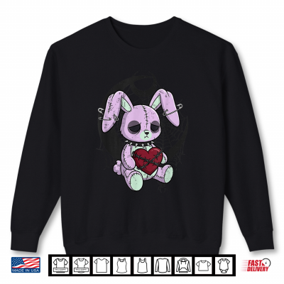 Sweatshirt Creepy Cute Bunny Goth Heart Spiderweb Alt Pastel Rabbit Shirt