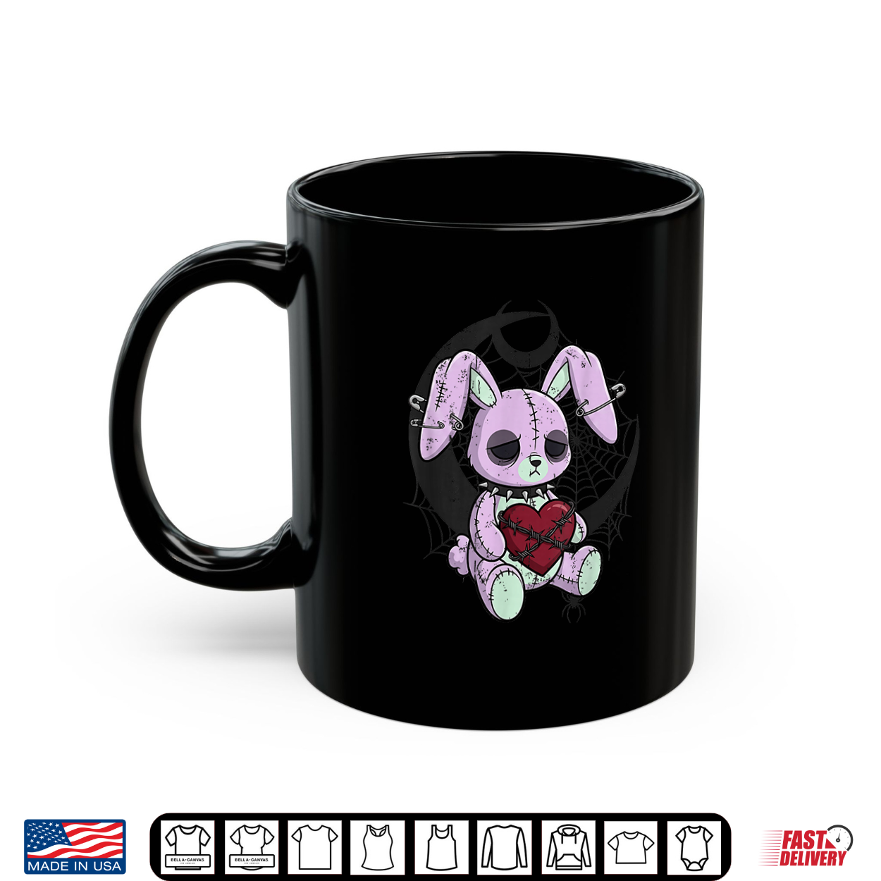 Creepy Cute Bunny Goth Heart Spiderweb Alt Pastel Rabbit Shirt