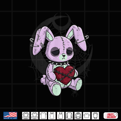 Design Creepy Cute Bunny Goth Heart Spiderweb Alt Pastel Rabbit Shirt