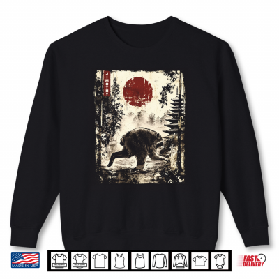 Sweatshirt Kawaii Jimothy Seattle Raccoon Cute Japanese Ukiyo E Graphic Shirt
