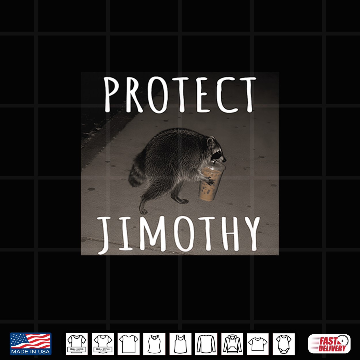 Protect Jimothy Trendy Raccoon Meme Iced Coffee Joke Shirt