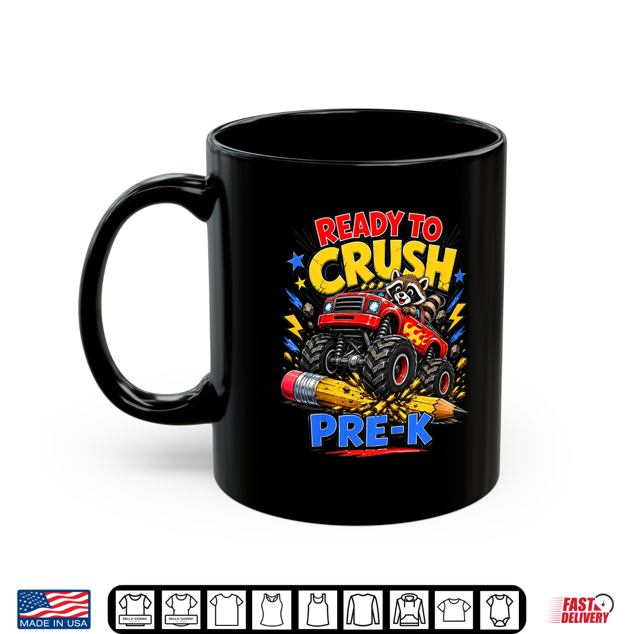 Ready To Crush Pre K Raccoon Monster Truck Back To School Shirt