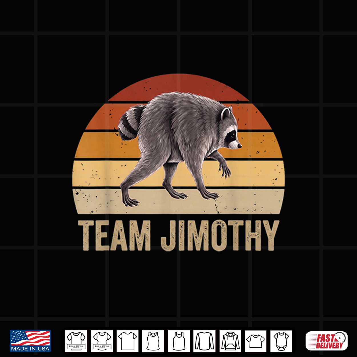Team Jimothy Raccoon Viral Seattle Meme Retro Sunset Shirt