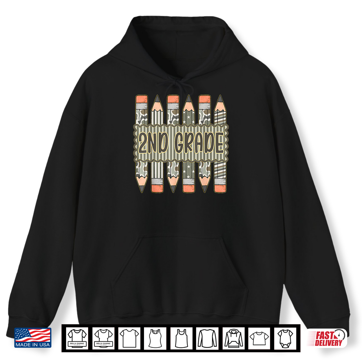 Camo Pencil 2Nd Grade Back To School Student Shirt