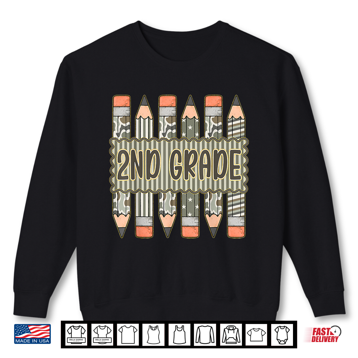 Camo Pencil 2Nd Grade Back To School Student Shirt