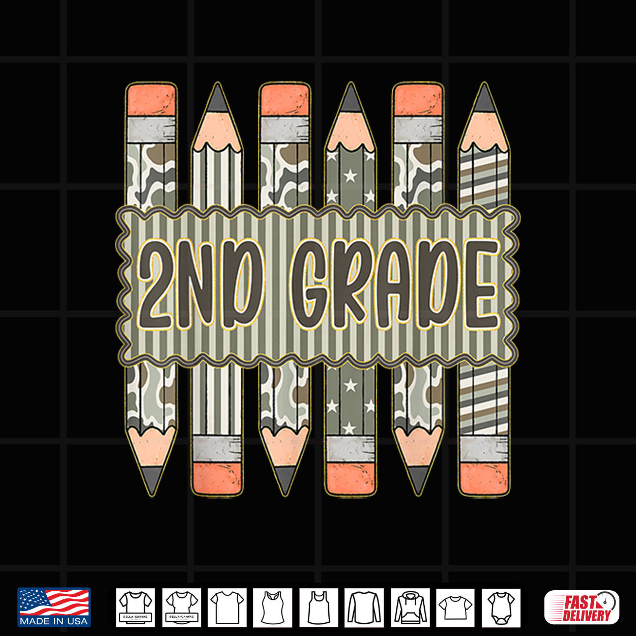 Camo Pencil 2Nd Grade Back To School Student Shirt