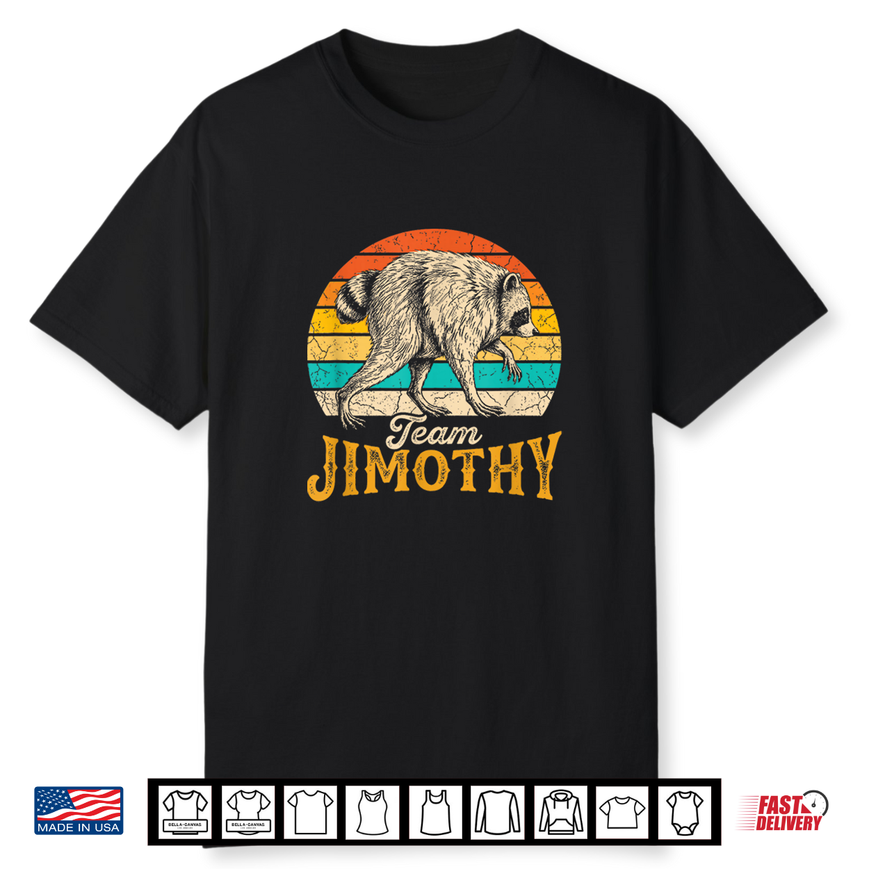 Jimothy Raccoon Team Retro Sunset Vintage Viral Meme Shirt