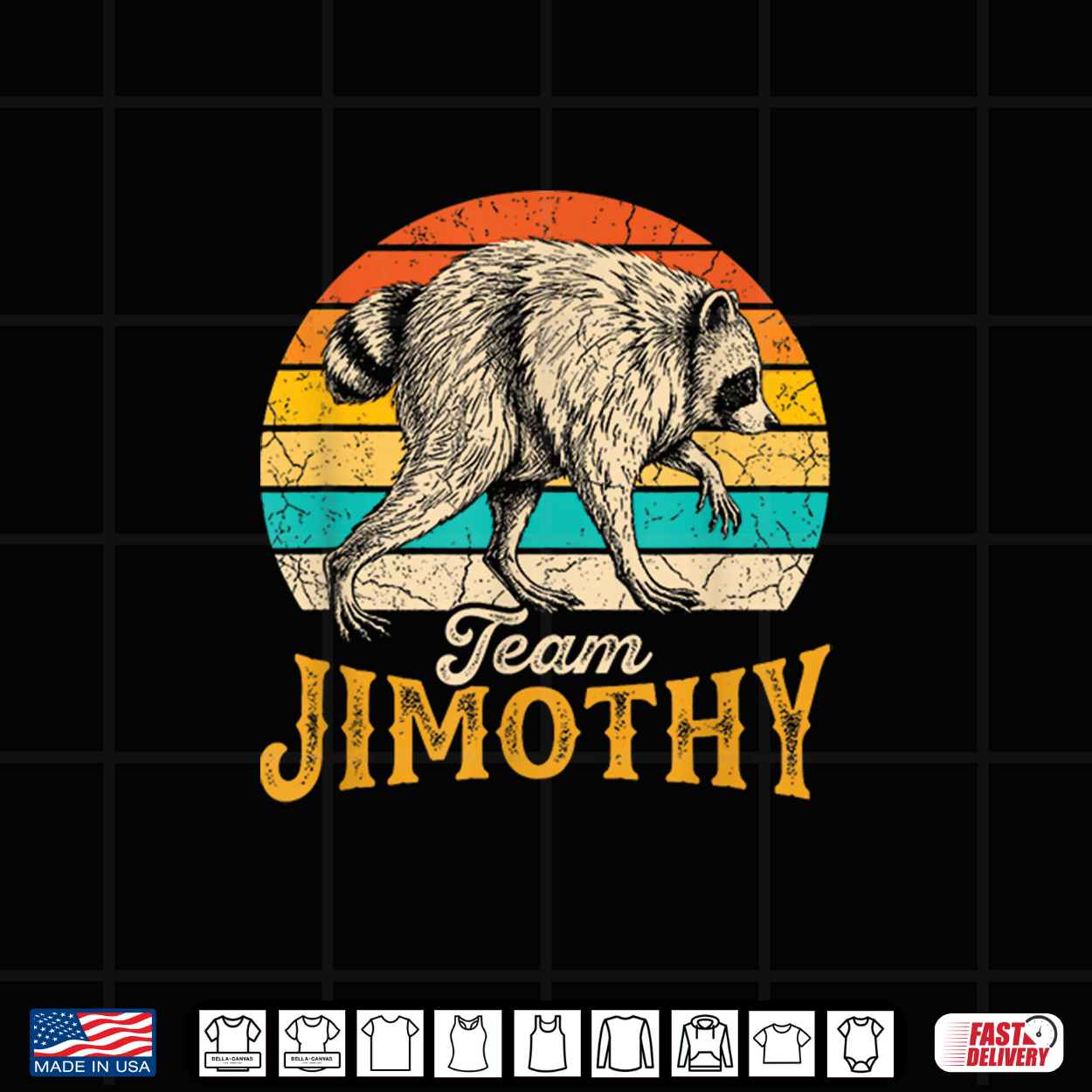 Jimothy Raccoon Team Retro Sunset Vintage Viral Meme Shirt