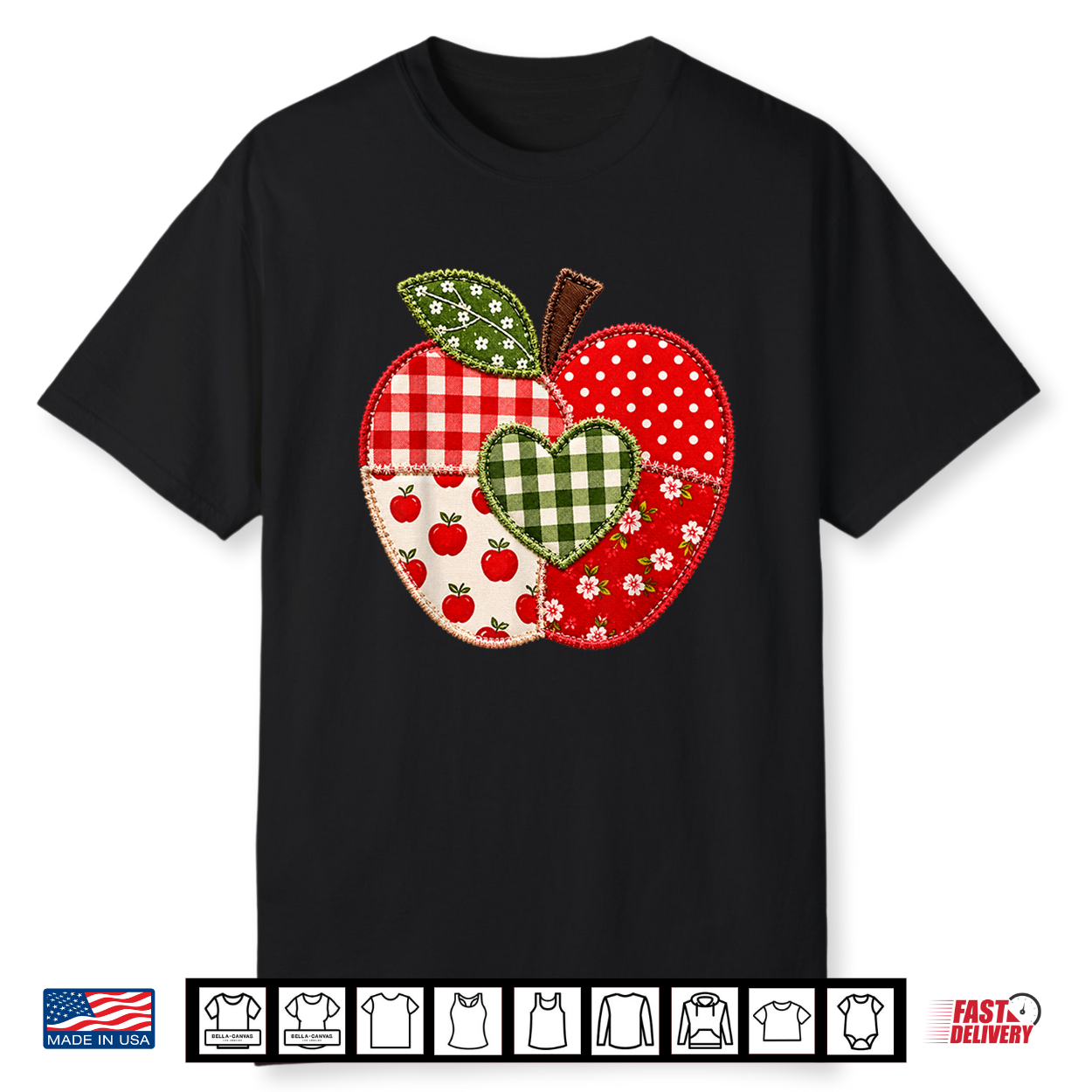 Cute Patchwork Preppy Apples Back To School Student Shirt