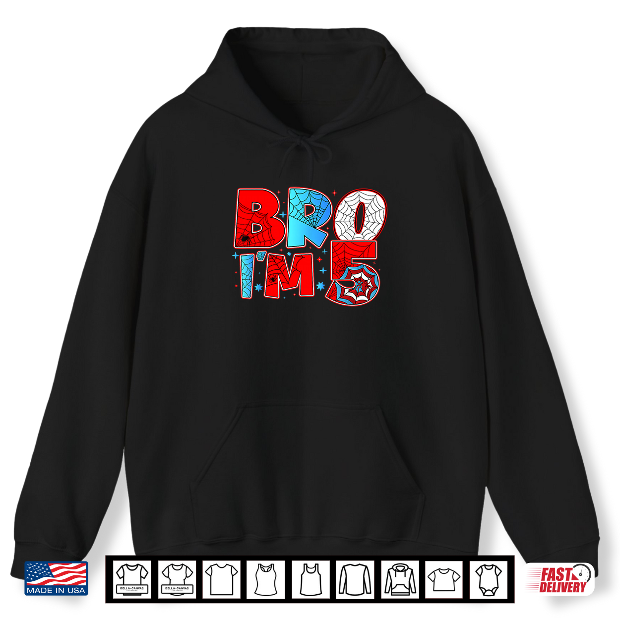 Bro I’M 5 Spider Theme Party Birthday Boy 5Th Years Old Shirt