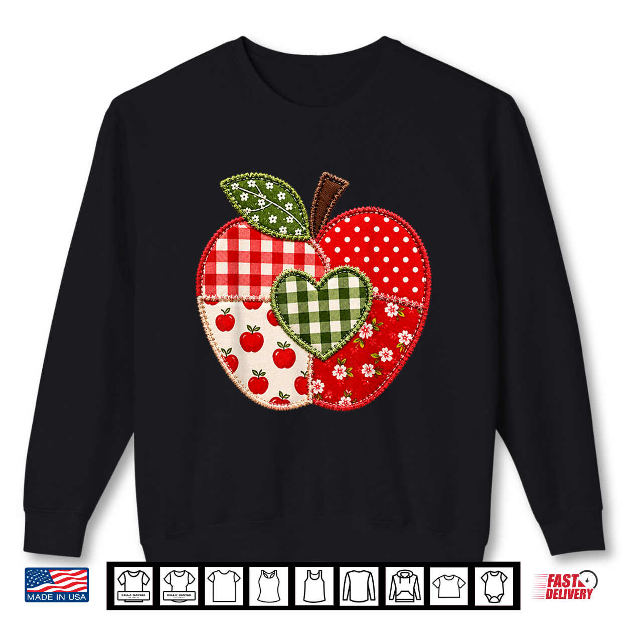 Cute Patchwork Preppy Apples Back To School Student Shirt