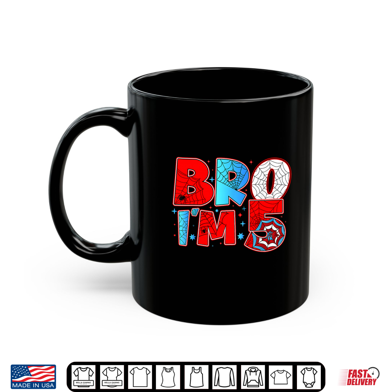 Bro I’M 5 Spider Theme Party Birthday Boy 5Th Years Old Shirt