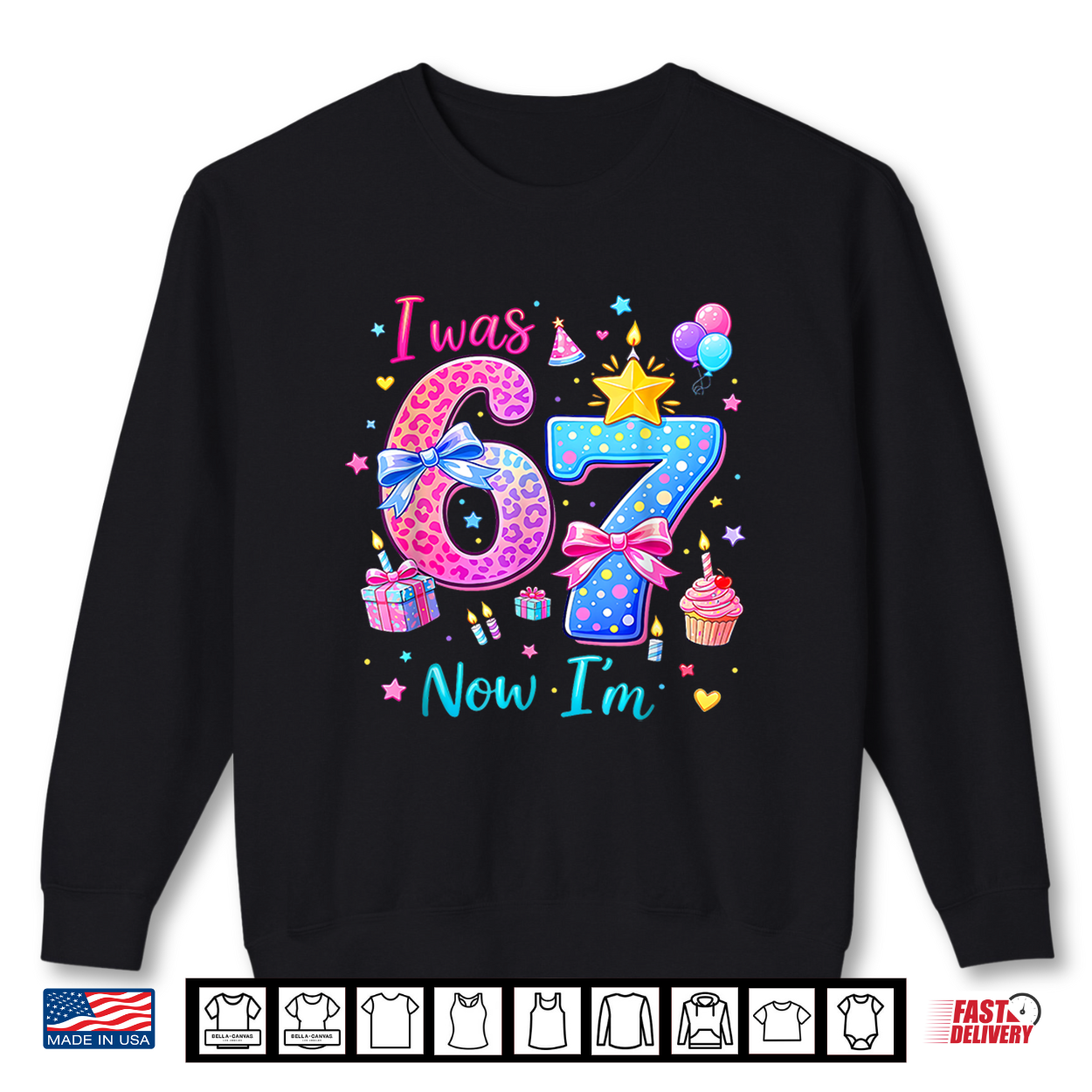 7Th Birthday Girls I Was 6 Now I’M 7 Girl Turning 7 Birthday Shirt