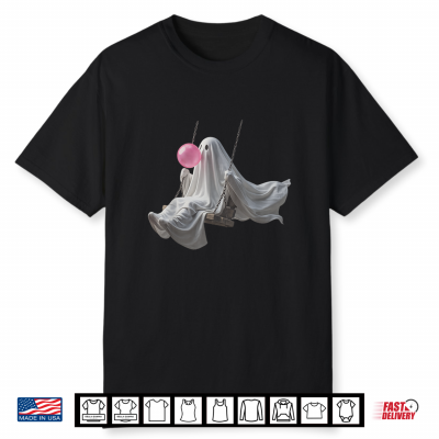 Adorable Ghost Swinging & Blowing Bubble Gum Shirt