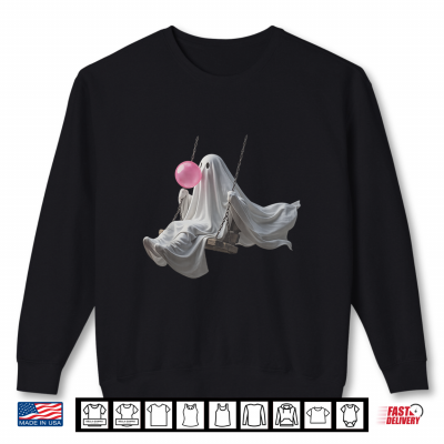 Sweatshirt Adorable Ghost Swinging Blowing Bubble Gum Shirt