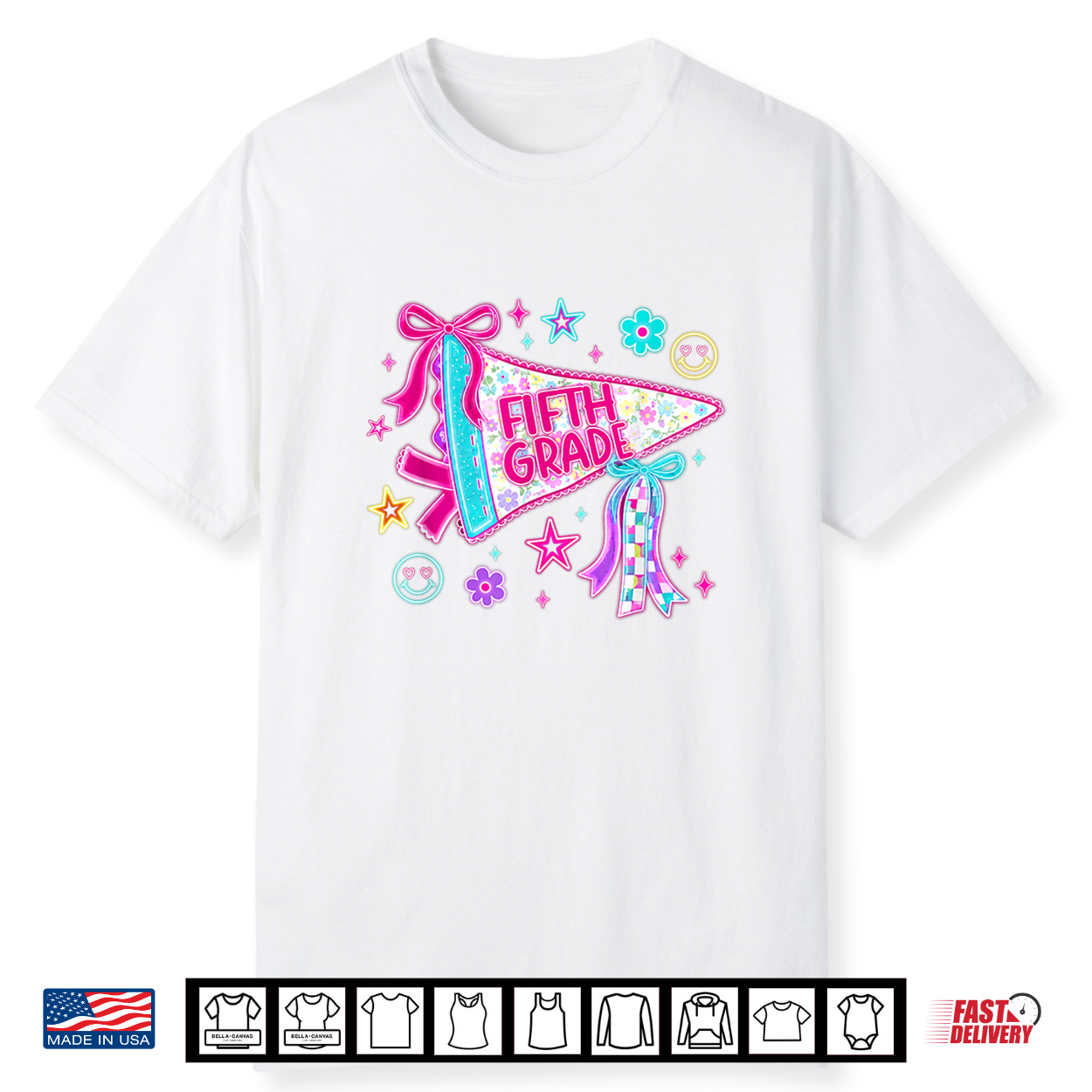 Pennant Flag Back To School 5Th Grade Teacher Student Girls Shirt