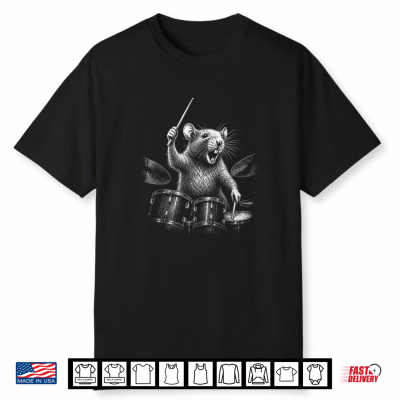 Rat Playing Drums Funny Drummer Shirt