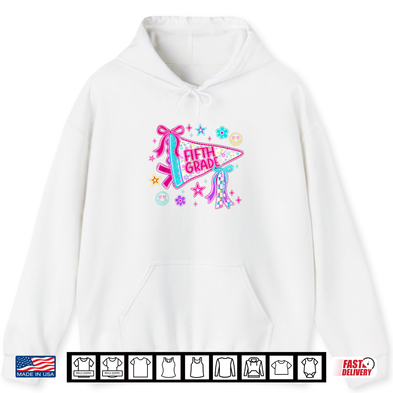 Pennant Flag Back To School 5Th Grade Teacher Student Girls Shirt