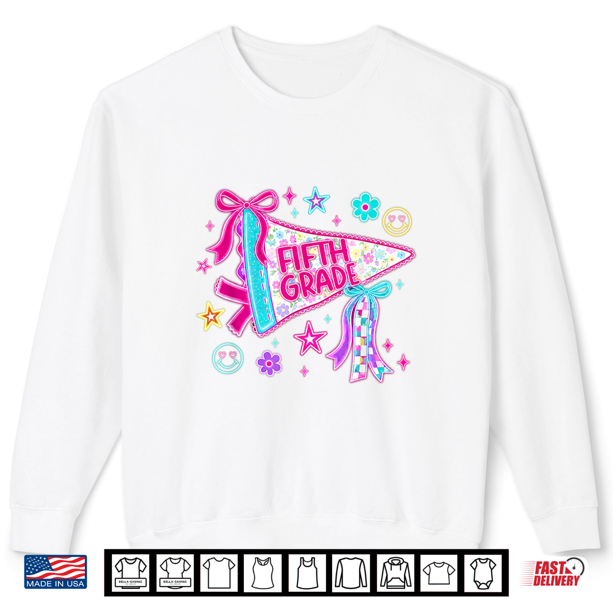 Pennant Flag Back To School 5Th Grade Teacher Student Girls Shirt