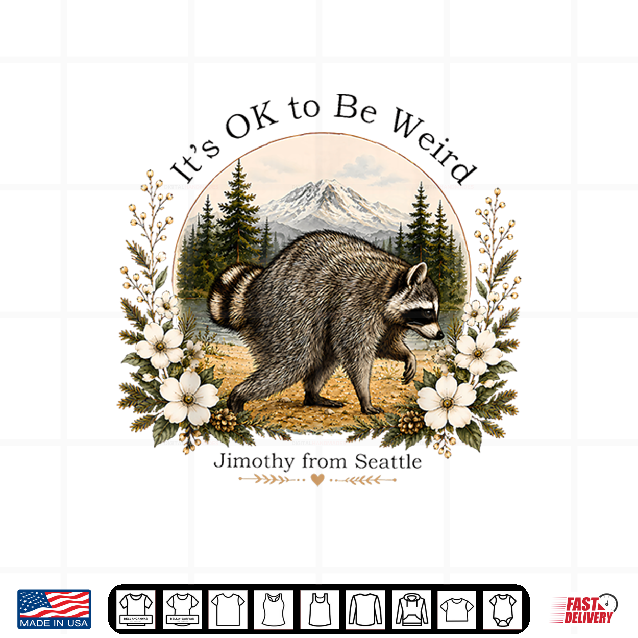 Cottagecore It’S Ok To Be Weird Jimothy Raccoon From Seattle Shirt