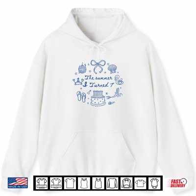 Hoodie Preppy Coquette Summer I Turned 7 Birthday Girl Beach Trip Shirt