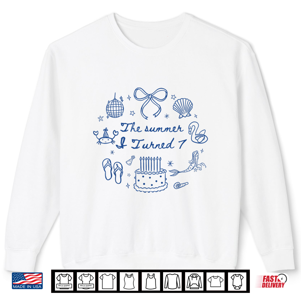 Preppy Coquette Summer I Turned 7 Birthday Girl Beach Trip Shirt
