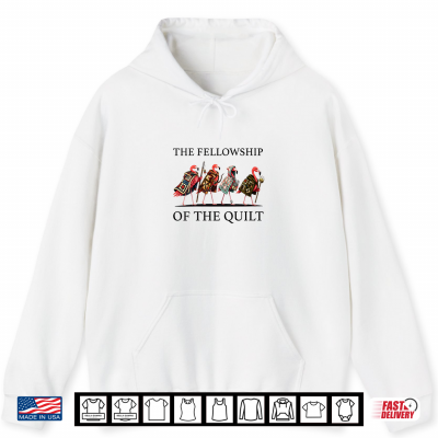 Hoodie The Fellowship Of The Quilt Flamingo Patchwork Quilter Craft Shirt