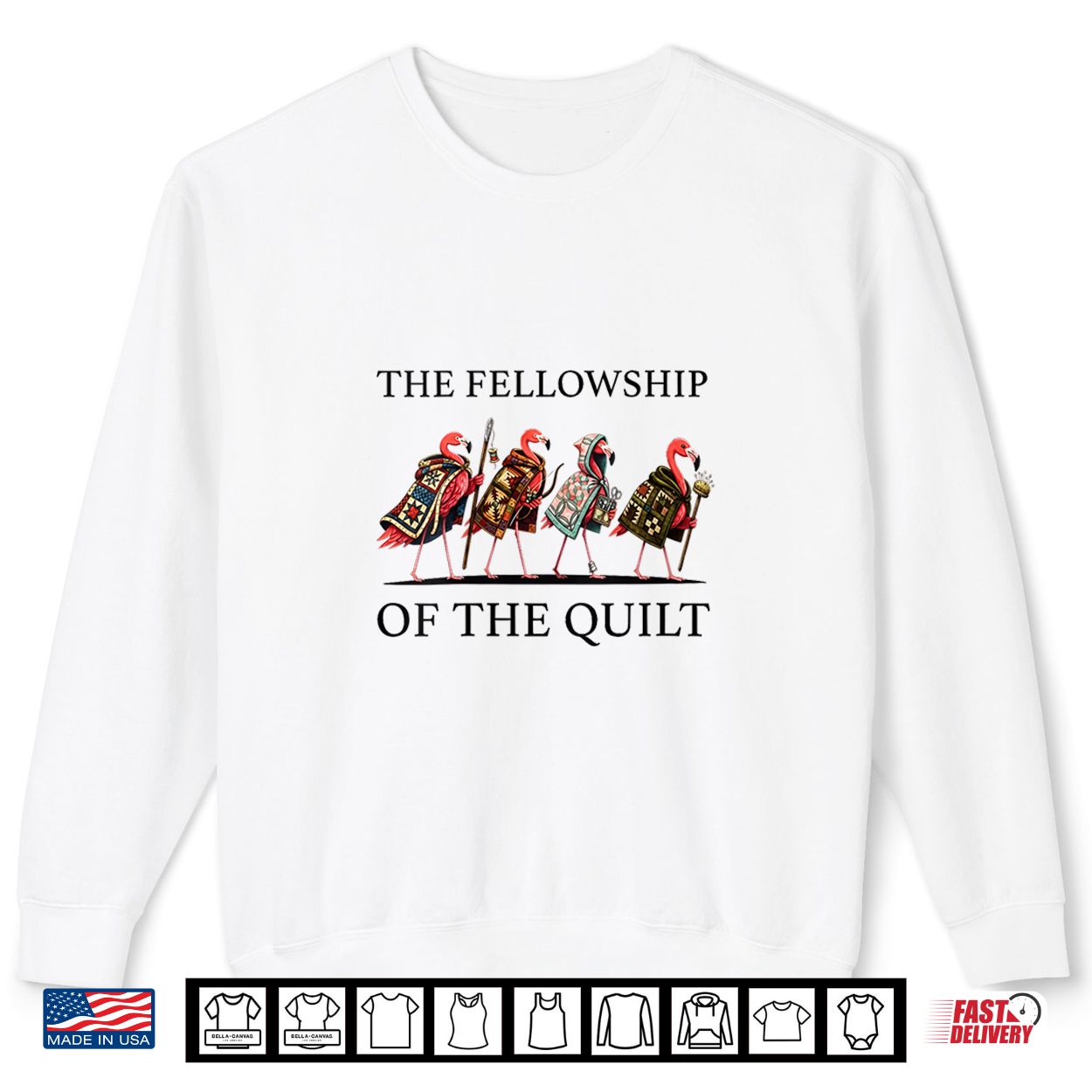 The Fellowship Of The Quilt Flamingo Patchwork Quilter Craft Shirt