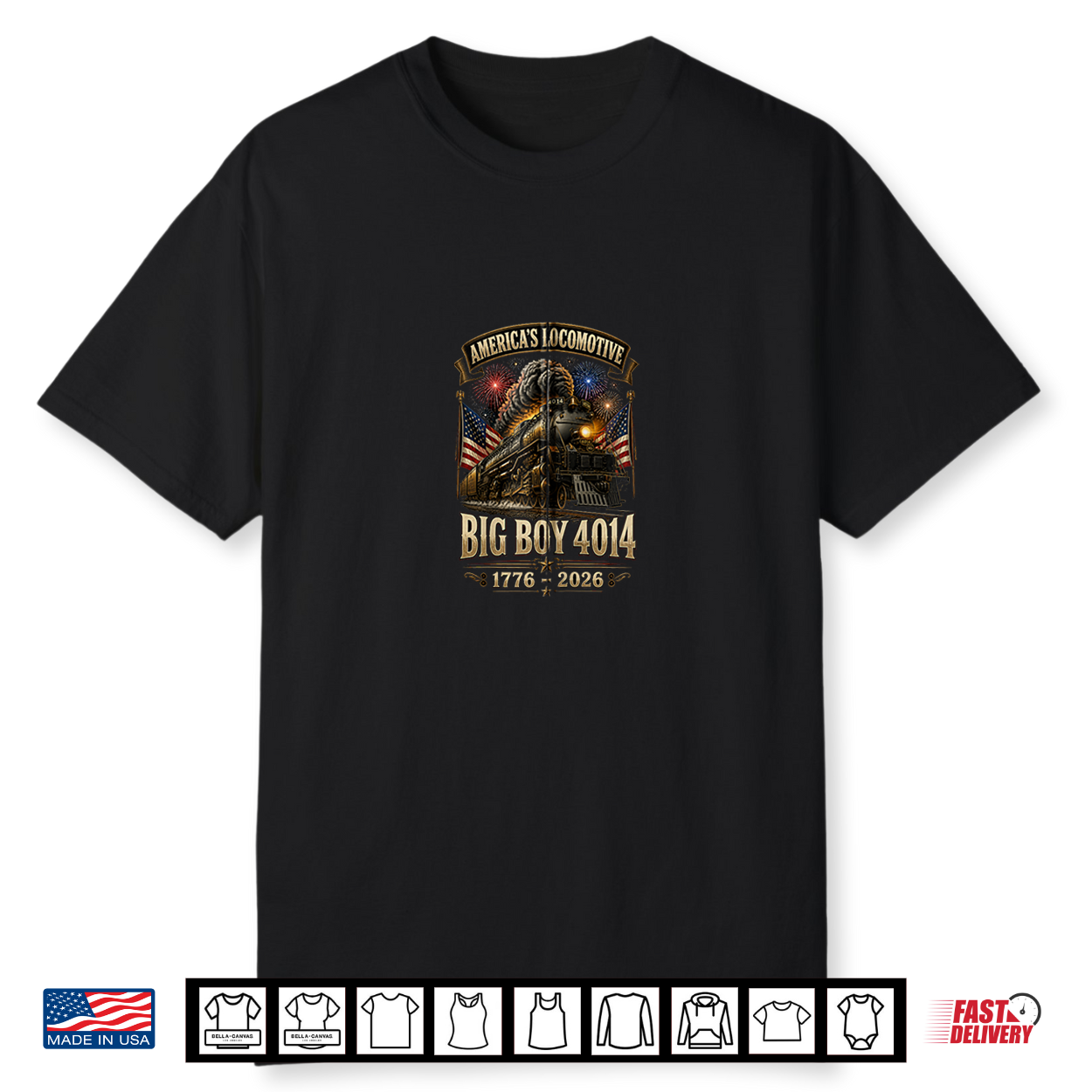 Big Boy 4014 America’S Locomotive Steam Train Us Flag Shirt