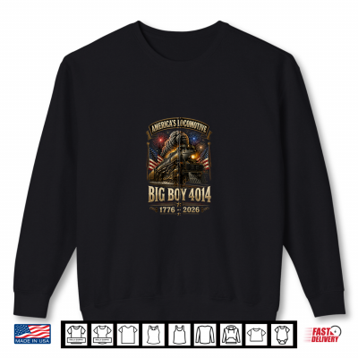 Sweatshirt Big Boy 4014 Americas Locomotive Steam Train US Flag Shirt