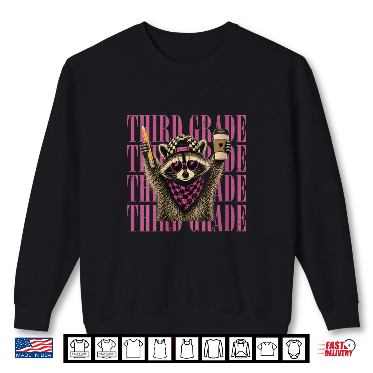Funny Third 3Rd Grade Teacher Feral Raccoon Back To School Shirt