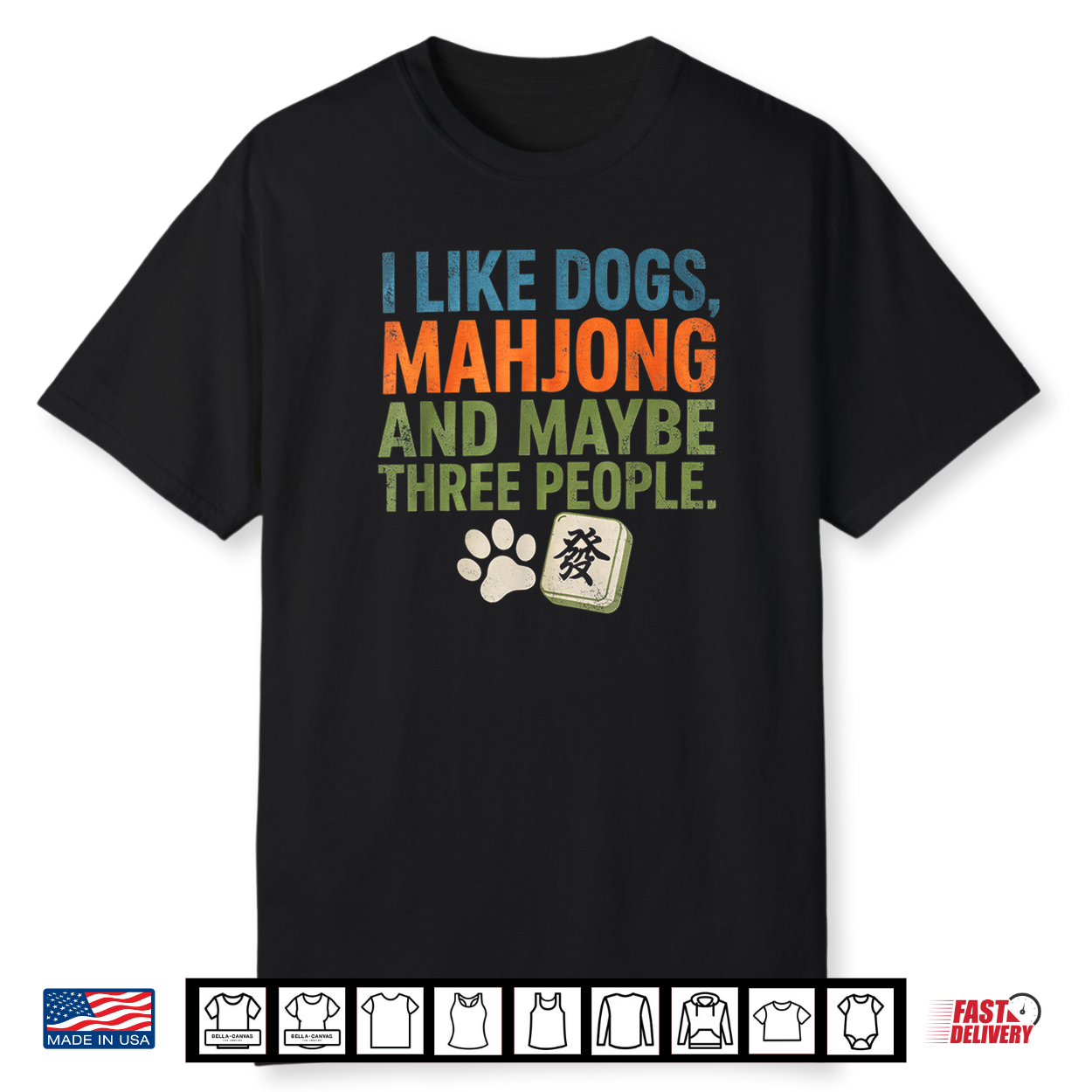 I Like Dogs Mahjong And Maybe Three People Vintage Mah Jong Shirt