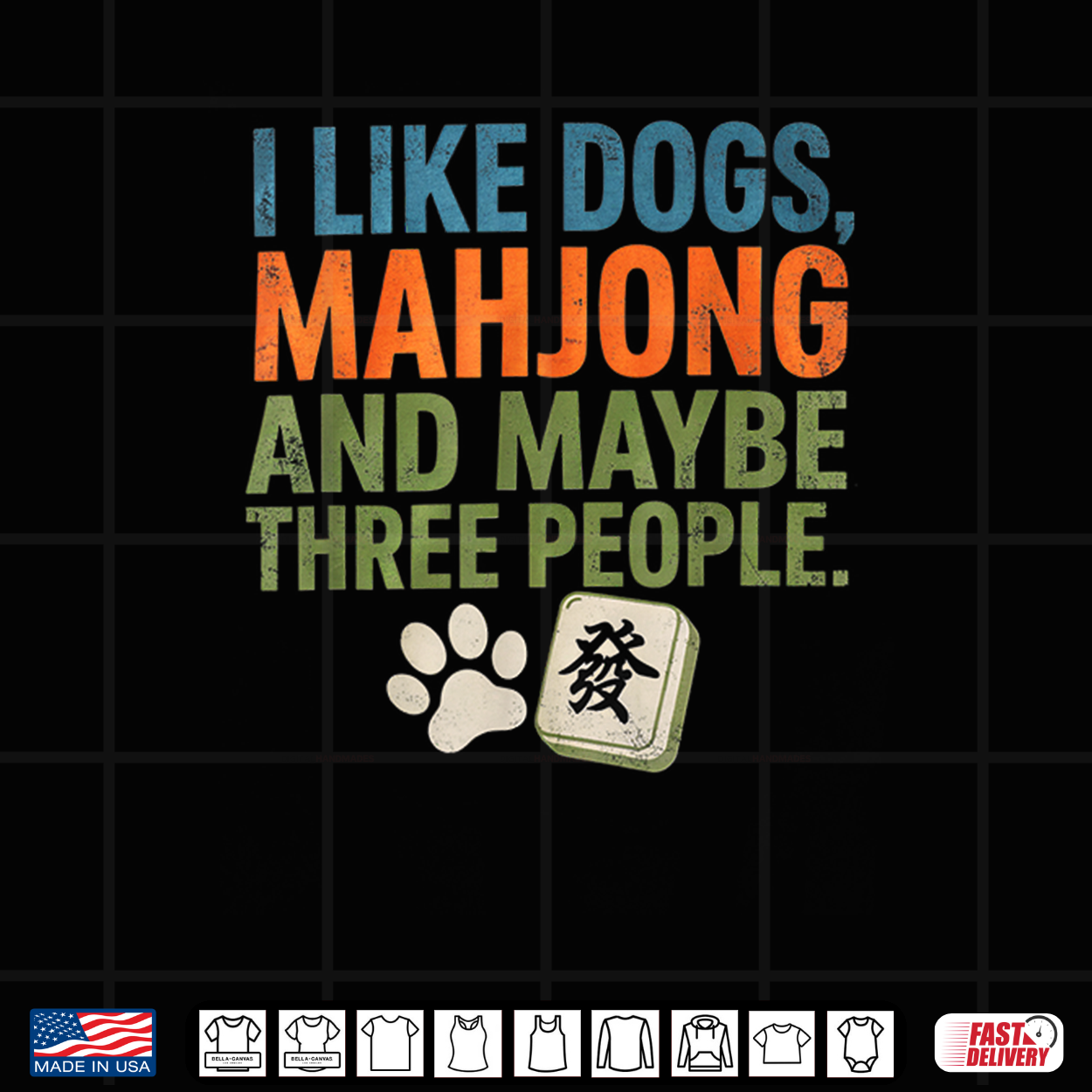 I Like Dogs Mahjong And Maybe Three People Vintage Mah Jong Shirt