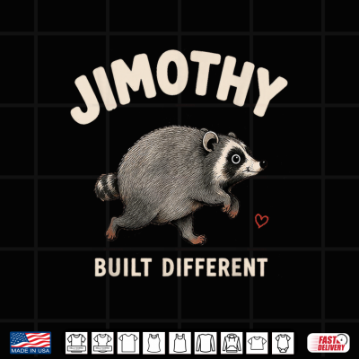 Design Jimothy Built Different Viral Short Spine Raccoon Meme Shirt